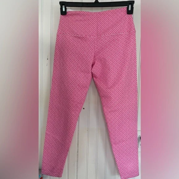 Lulu B Cropped Leggings Pink White Print - Picture 2 of 4